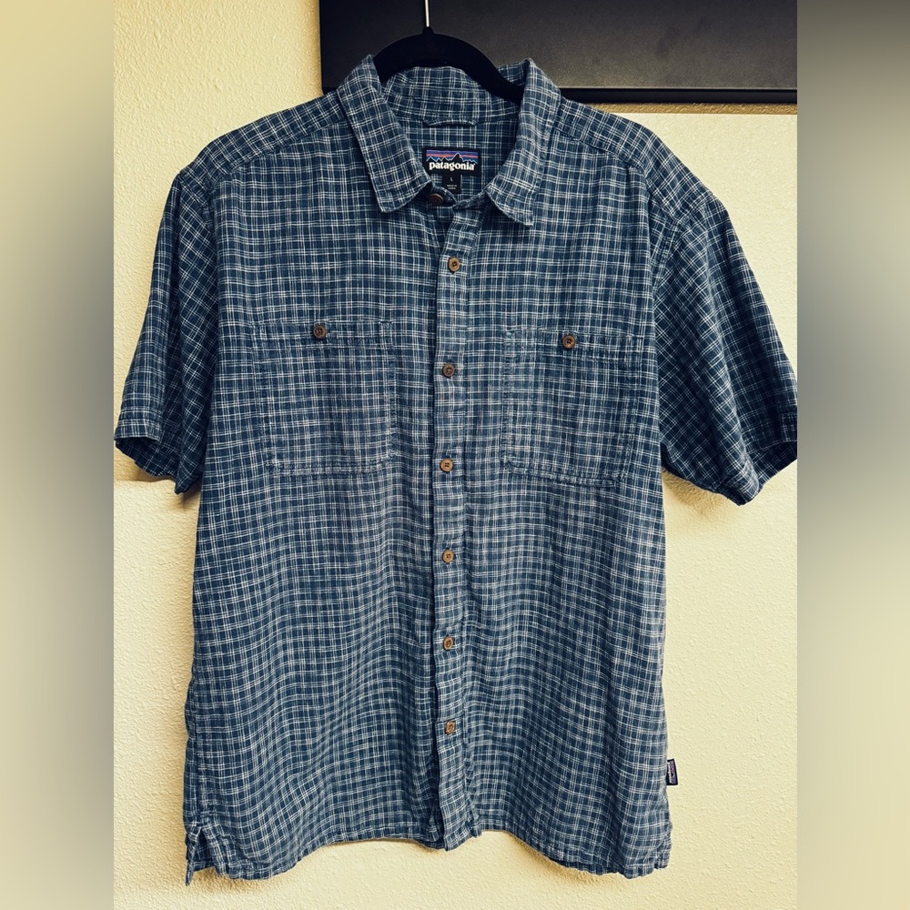 PATAGONIA 55% Hemp 45% Cotton Shirt- Men’s L - Blue - Great Condition!